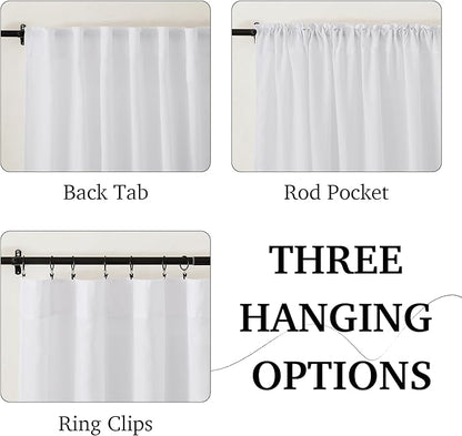 RYB HOME Farmhouse Boho Linen Sheer Curtains 90 inches Long - Image 2