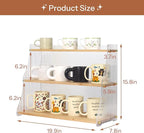Coffee Mug Holder Wooden Cup Station Organizer 3 Tier Cup Holder for Coffee Bar Mug Display Rack for Countertop Mug Holder Shelf for Home Kitchen Trapezium-Pinewood