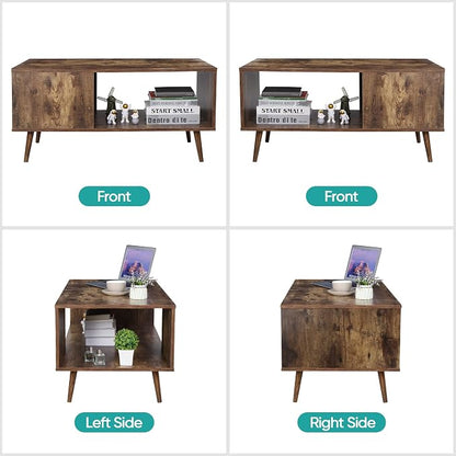 ZenStyle Mid Century Modern Coffee Table, Wooden Retro Coffee Table - Image 6