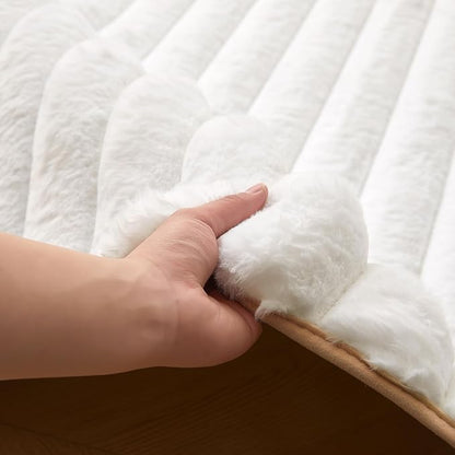 White Rabbit Striped Plush Rug 5'x8', Fluffy Shaggy Area Rug - Image 6