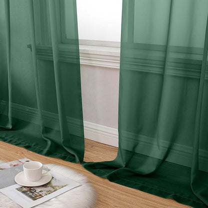 Hunter Green Sheer Curtains 84 Inches Long 2 Panels, Soft Airy Light Filtering - Image 8