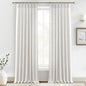 Beige White Thick Natural Linen Light Filtering 104 Inch Extra Long Curtains by PleatedDrapes