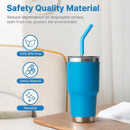 Metal Straws Reusable With Silicone Tips, 9.5" Stainless Steel Straight Drinking Straw for Yeti 30 oz Tumbler- 2 Cleaning Brushes & 1 Portable Bag
