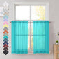 Turquoise Sheer Curtains 36 inches Long, Short Kitchen Window Treatment Solid by OVZME