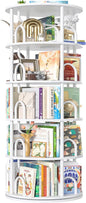 Aheaplus 5 Tier Rotating Bookshelf Tower, 360 Display Spinning Bookcase by Aheaplus