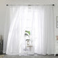 White Sheer Curtain 90 Inches Long 2 Panels Set, Solid Filmy Drapes by OWENIE