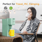 Mini Hot and Iced Coffee Maker Single Serve, for K Cup and Ground, 6 to 14 Oz Brew Sizes, with Recipe Book, for Home, Travel, RV, Office and Dorm, Mint
