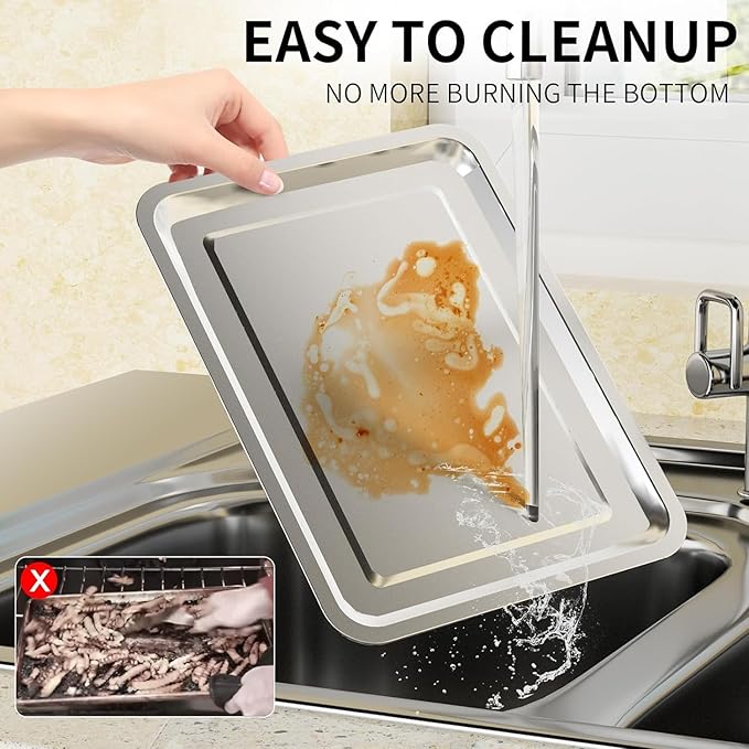 Air Fryer Basket for Oven, OPENICE 15.6" x 11.6" Large Air Fryer Tray and Pan with 30PCS Parchment Papers, Stainless Steel Oven Air Fryer Basket and Tray for Baking Grilling