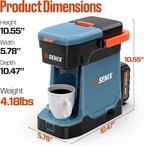 SENIX Coffee Maker, Portable Coffee Machine, 2-in-1 20V 5.0 Ah Battery, Charger & Power Cord, Compatible with K-Cups, Ground, Pods, 8oz Brew Size - for Travel, Camping, Job Site, RV, Home (CMX2-M4)