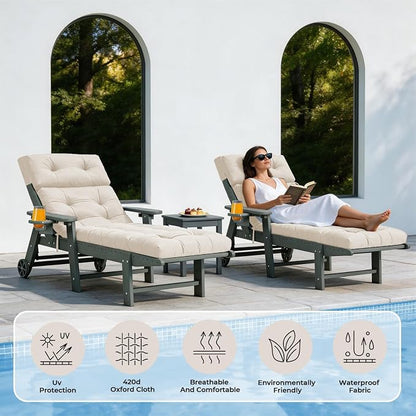 Outdoor Chaise Lounge Cushion, Waterproof 74.4x22x4.7 Inch Thick Cotton Filled - Image 7