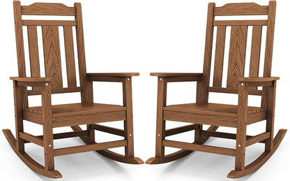 SERWALL Oversized Rocking Chair Set of 2 Outdoor, HDPE Outdoor Rocking Chairs by SERWALL
