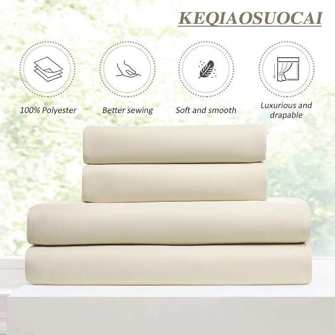 Cream Beige Room Darkening Privacy Curtains 72 x 63 Inches Long, 72 Inch Wide - Image 5