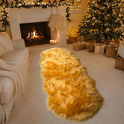 EasyJoy Faux Sheepskin Rug, Fluffy Faux Fur Rug, Ultra Soft Shag Area Rug - Image 5