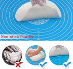 Silicone Baking Mat for Pastry Rolling Dough with Measurements,19.7" x 15.7" BPA Free Non stick and Non Slip Blue Table Sheet Baking Supplies for Bake Pizza Cake