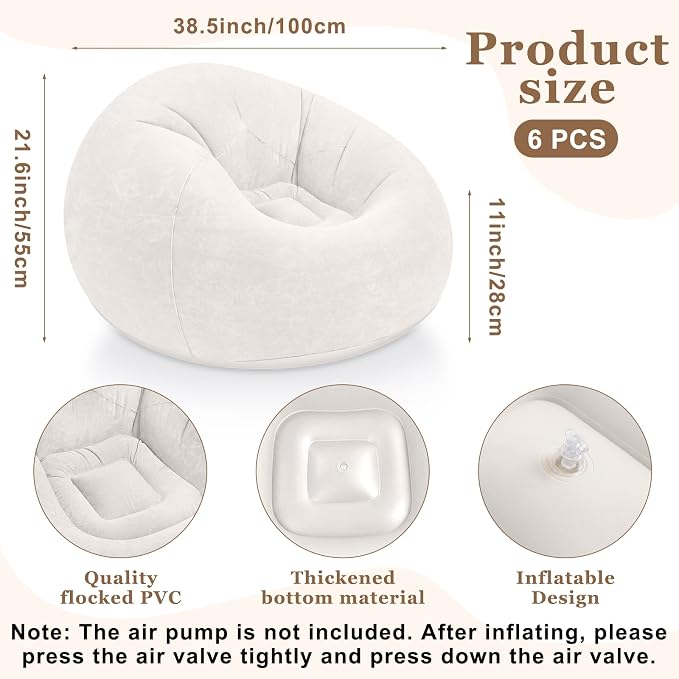Realspring Inflatable Bean Bag Chairs Outdoor Blow up Camping Chairs Inflatable - Image 2