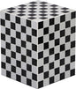 JONATHAN Y Callista 18-Inch Light Gray/Black Modern Ceramic Tiled Cube Side by JONATHANY