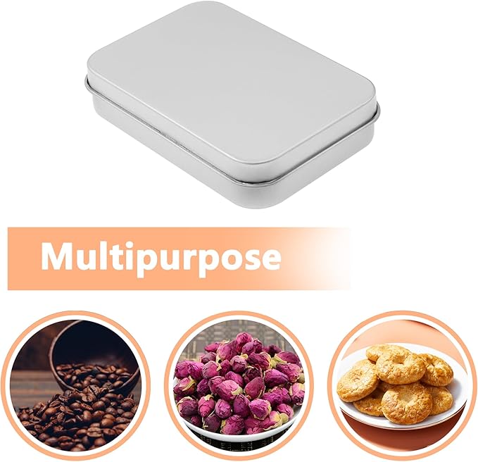 Metal Empty Boxes, Tin Boxes with Lid,Small Silver Tin Boxes,Stackable Organizer Containers,8PCS Storage Tin for Home Outdoor Active Storage Containers