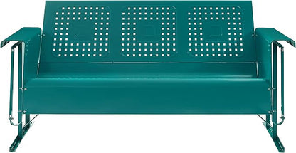 Crosley Furniture Bates Retro Metal Outdoor Sofa Glider, 3-Person Rocking Patio - Image 4