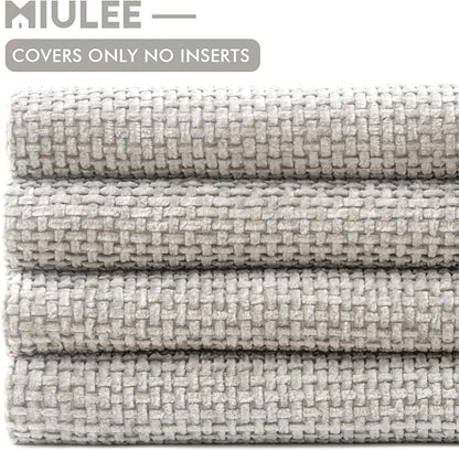 MIULEE Soft Decorative Chenille Pillow Covers Light Gray 18x18 Pack of 4 | - Image 6