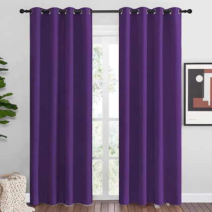 NICETOWN Purple Blackout Curtains 86 inches Long, Niose Reducing and Thermal by NICETOWN
