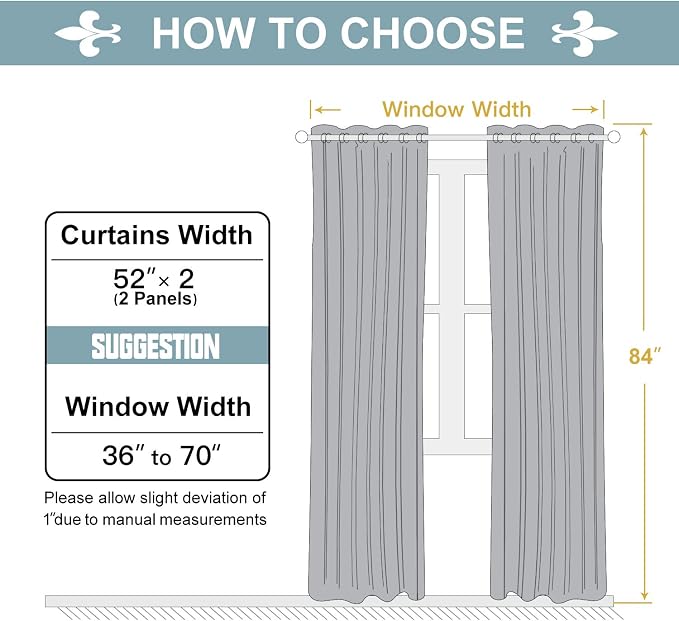 ChrisDowa Blackout Curtains for Bedroom and Living Room 84 Inches Long | 2 - Image 5