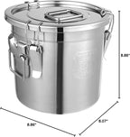 PERFERATE 304 Stainless Steel Airtight Canister 6L/12L Food Storage Bucket with Lids and Sturdy Locking Clamp Metal Cereal Rice Storage Container for Flour, Coffee Bean, Sugar, Cookie (6L)