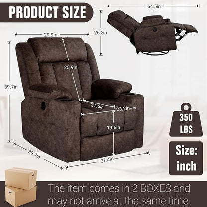 LEVELEVE Retro Rocking Recliner Chair, Massage Rocker Recliner Chair - Image 3