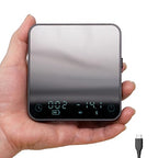 Minipress Coffee Scale, Auto Timer for Espresso and Pour-Over Coffee, Aluminum Body & Glass Top