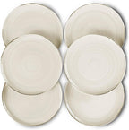 Mora Ceramic Helix Swirl Dinner Plates Set of 6, 10in Modern Spiral Porcelain Dish Dinnerware for Kitchen, Serving & Restaurants - Dishwasher, Microwave, Freezer, Oven Safe Dishware - Snowy White