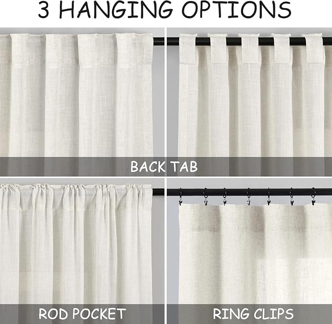 Linen Curtains 40 Inch Length for Short Window - Image 2