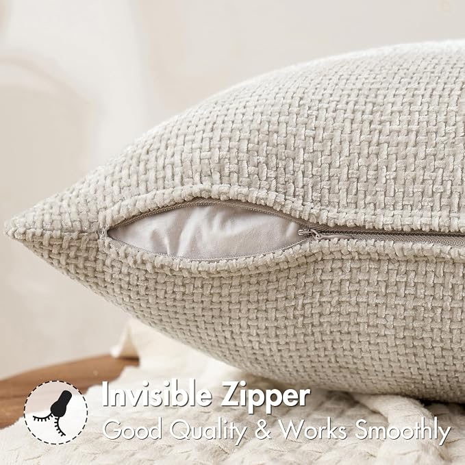 MIULEE Decorative Couch Throw Pillow Covers 16x16 Inch Neutral Beige 2 Pack | - Image 5