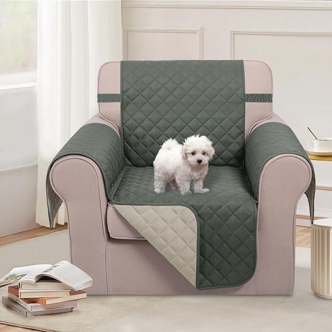 U-NICE HOME Reversible Recliner Chair Covers, Pet Friendly, Elastic Straps - Image 2