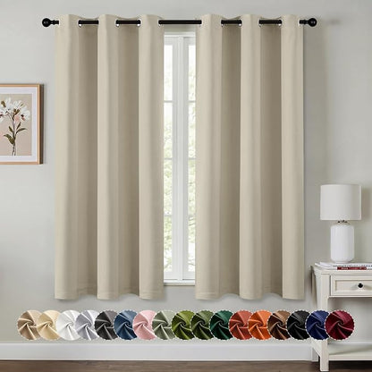 MIULEE Blackout Curtains for Bedroom 2 Panels 40 x 45 Inch Long Sand | Thermal by MIULEE