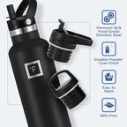 IRON °FLASK Camping & Hiking Hydration Canteens - 3 Lids (Narrow Straw Lid) Leak Proof Vacuum Insulated Stainless Steel - Hot & Cold Double Walled Sports Water Bottle - Lavender, 24 Oz