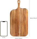 Serving Board, Acacia Wood Cutting Board with Handle Wooden Cheese Board Charcuterie Boards Wood Board for Food Bread Fruit 15x7.5x0.6 Inch