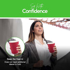 Restaurantware 12 Ounce Ripple Wall Disposable Coffee Cups, 500 Insulated Crimson Paper Tumblers with Rolled Rim Design, Lids Sold Separately for Hot Drinks like Tea, Hot Chocolate and More