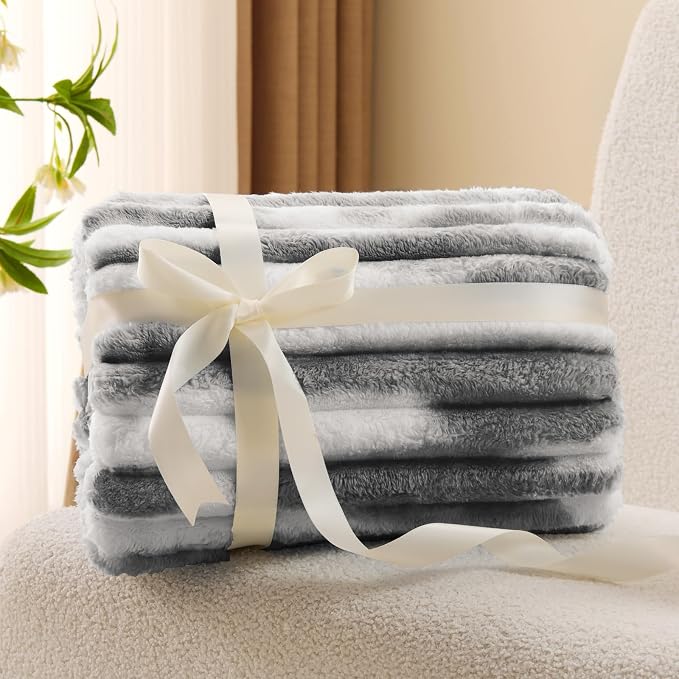 BEDELITE Striped Fleece Throw Blanket, Soft Cozy, Lightweight Warm, - Image 2