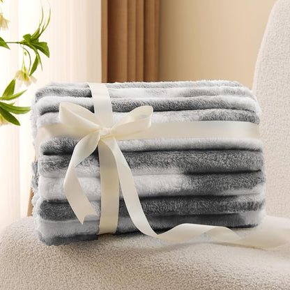 BEDELITE Striped Fleece Throw Blanket, Soft Cozy, Lightweight Warm, - Image 2