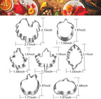 Mini Autumn Cookie Cutter Set-7 Piece-2.0 Inch-Diswasher Safe-Mini Autumn Leaf, Apple, Pumkin, Acorn, Maple, Turkey-Mini Baking Pie Crust Cutter for Thanksgiving