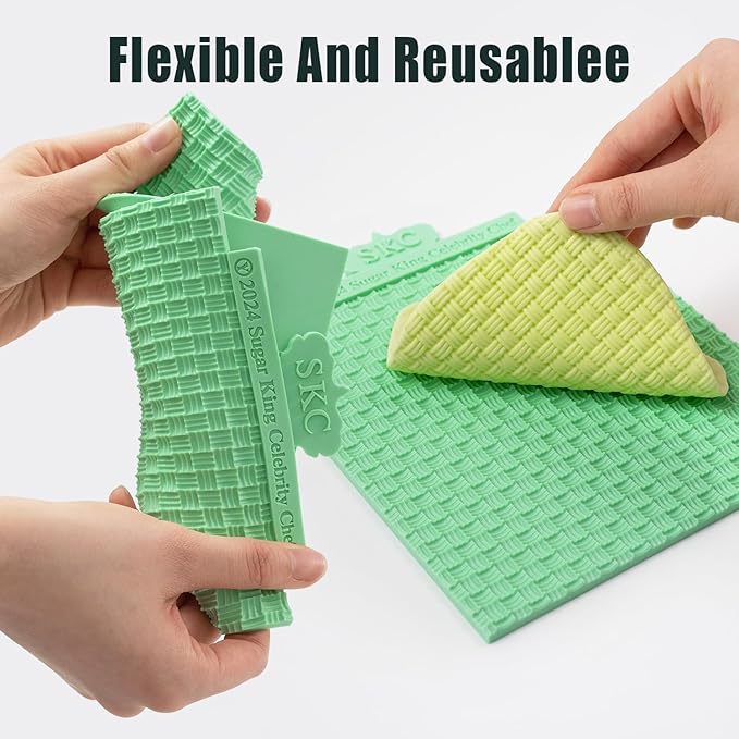 KALAIEN Sweater Texture Fondant Impression Mats Knit Fondant Embosser Texture Mats for Clay Cake Decorating Fondant Molds 1Pcs(Style 1)