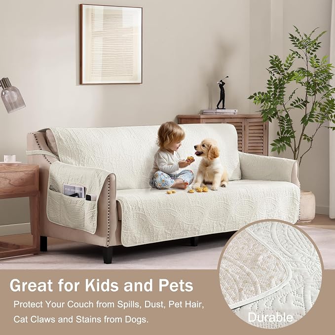 Quilted Grand Sofa Covers for 4 Cushion Couch, Couch Cover for Grand Sofa - Image 8