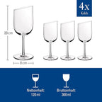Villeroy & Boch NewMoon Set, 4 Pieces, Elegant, Modern Sloping White Wine, Crystal Glass, Transparent, Dishwasher Safe