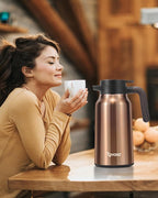 Thermal Coffee Carafe 70 oz - 36 Hour Hot (Fullness of Carafe) Carafes for Hot Liquids-Insulated Coffee Carafes For Keeping Hot/Cold Coffee, Tea, Water, Drink Dispenser for Parties(Gold)