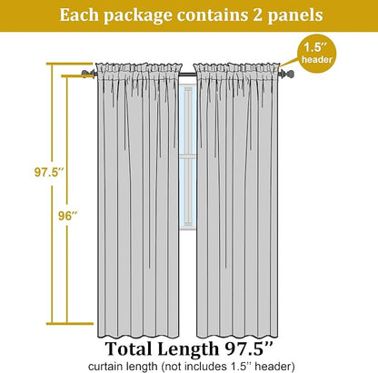 Gold Sheer Curtain 96 Inch Long 2 Panels Set, Light Filtering Clear Rod Pocket - Image 7