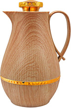 Insulated Thermal Coffee Carafe, 33 oz, Luxury Arabic-Style Insulated Carafe Flask, Coffee Tea Pot, with Spout and Glass Liner for Hot Cold Water, Housewarming Ornaments (Wood Color)