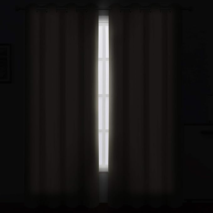 Blackout Curtains 52 x 84 Inch Long Beige Curtains Set of 2 Panels Room - Image 3