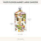 MACKENZIE-CHILDS Large Enamel Canister, Kitchen Storage Container for Flour and Sugar, 1.89 Liters, White Flower Market