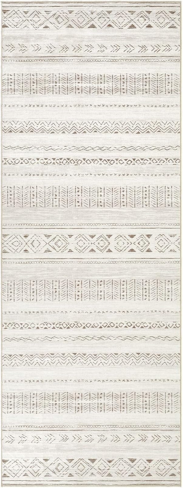 cotiled Hallway 3x10 Runner Rugs Washable Boho Rug Brown Cream | Solve Modern - Image 10
