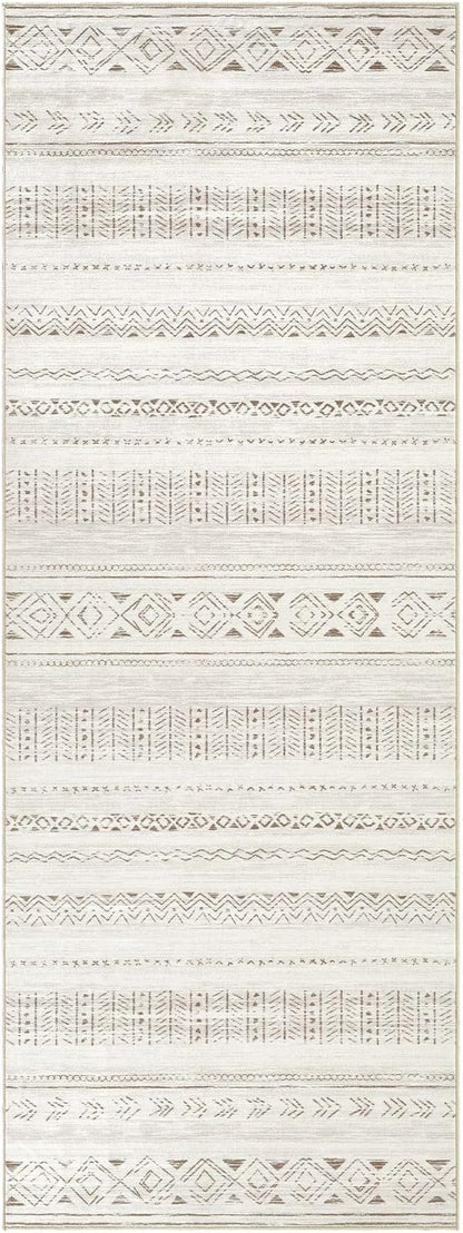 cotiled Hallway 3x10 Runner Rugs Washable Boho Rug Brown Cream | Solve Modern - Image 10