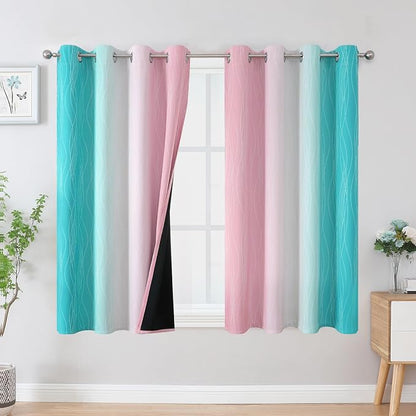 Pink and Teal Ombre Blackout Curtains by ESTELARTEXTILER